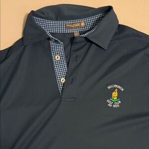 Peter Millar Dark Blue Polo with Checkered Trim